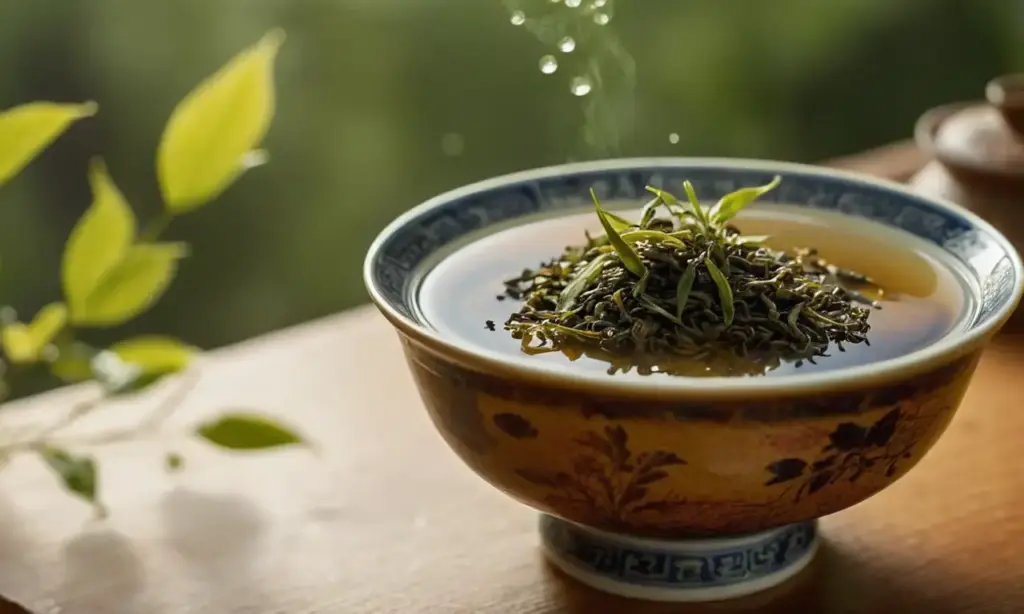 Un gaiwan con té oolong humeante