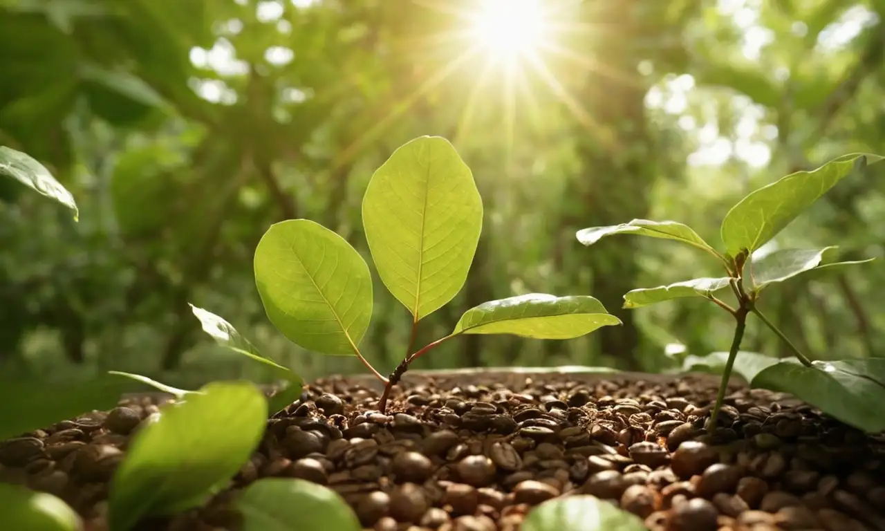 Una plantación de café realista y vibrante