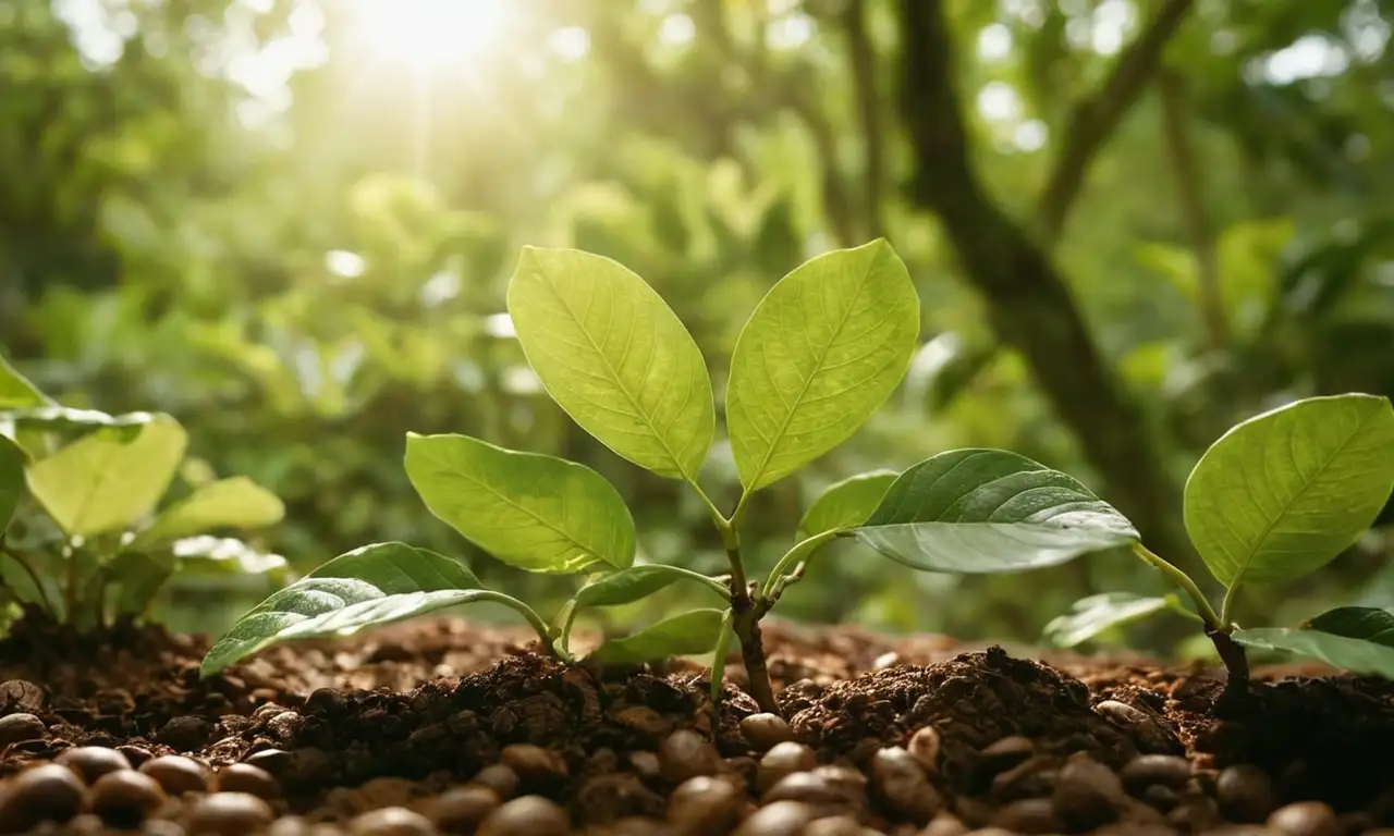 Una escena realista de una plantación de café