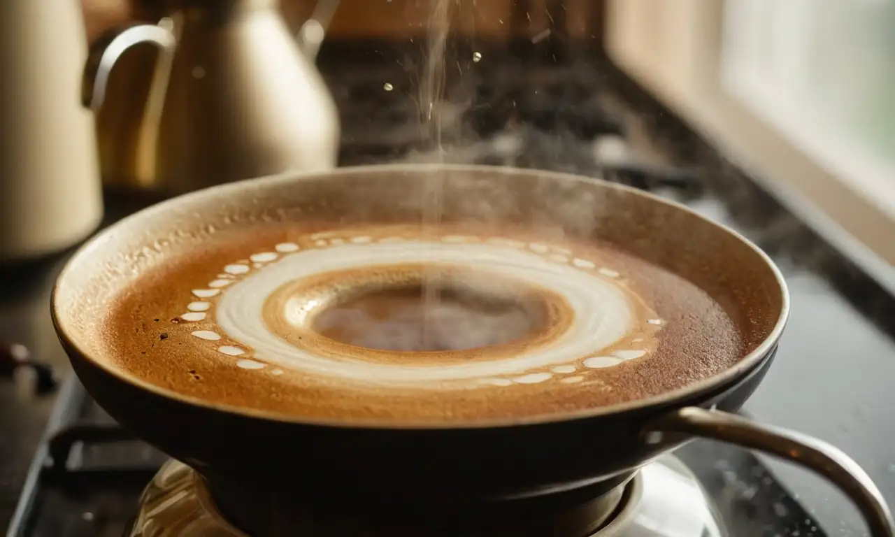 Una moka en la cocina, realista y detallada