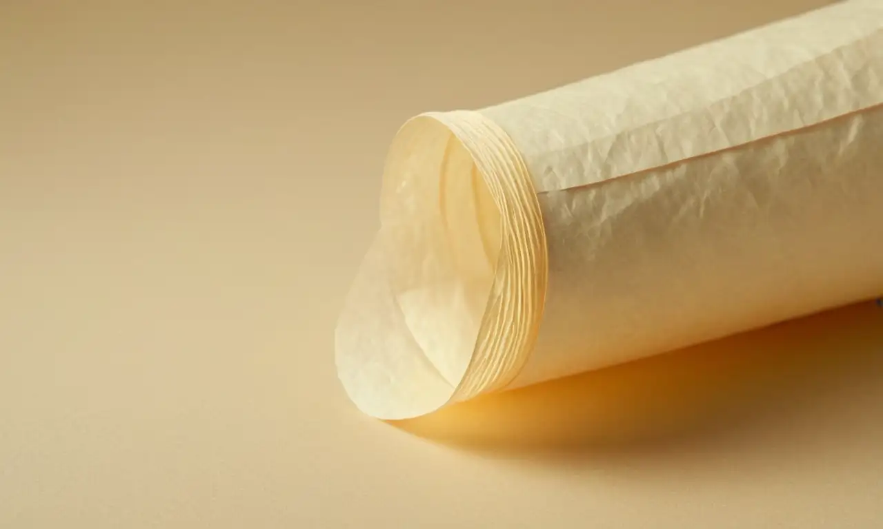Filtro de papel cónico blanquecino con textura realista y suave iluminación