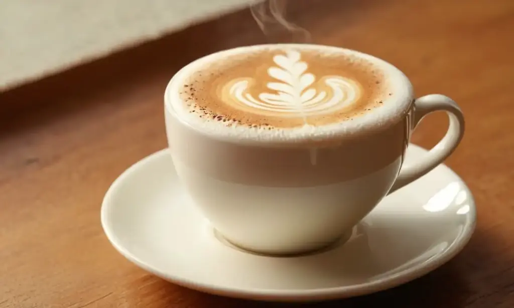 Un capuchino perfecto en una taza blanca