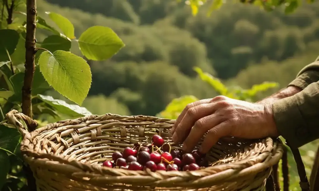 Cosecha de café en una finca