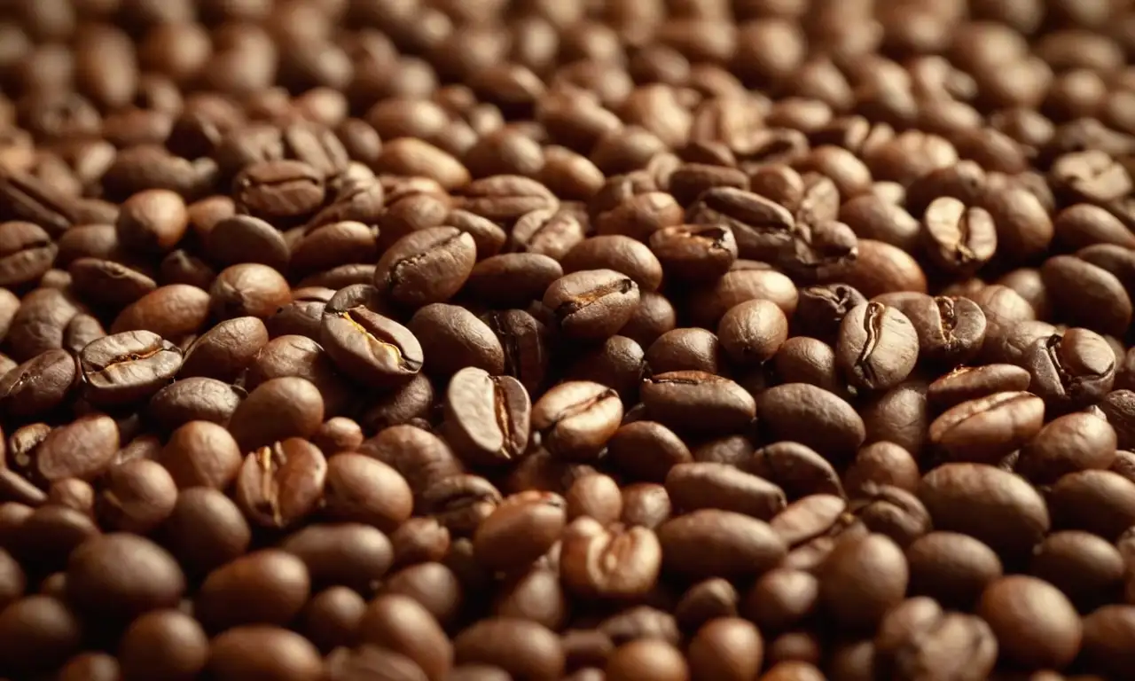 Granos de café realistas con detalles de luz, textura y profundidad