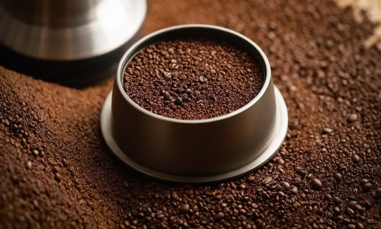 Filtro metálico en AeroPress con café molido