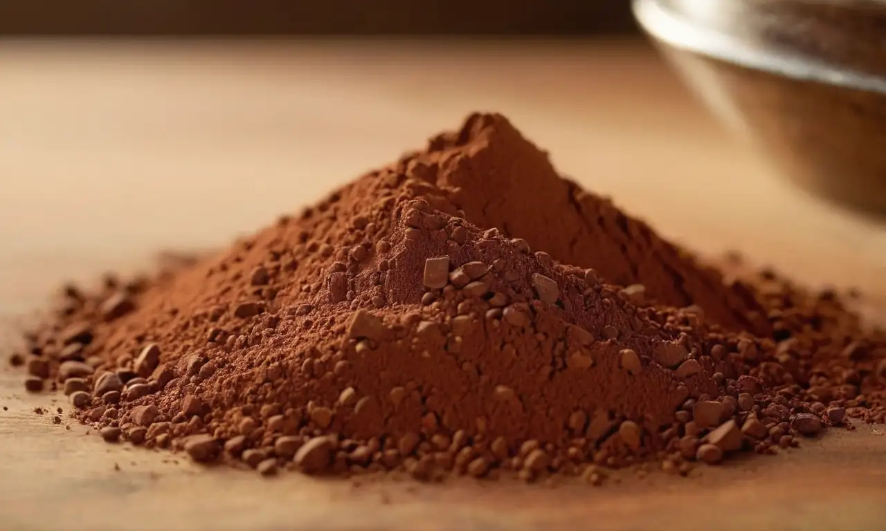 Montículo realista de cacao en polvo