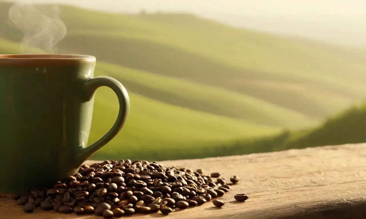 Manos curtidas sirven café recién molido en una taza humeante