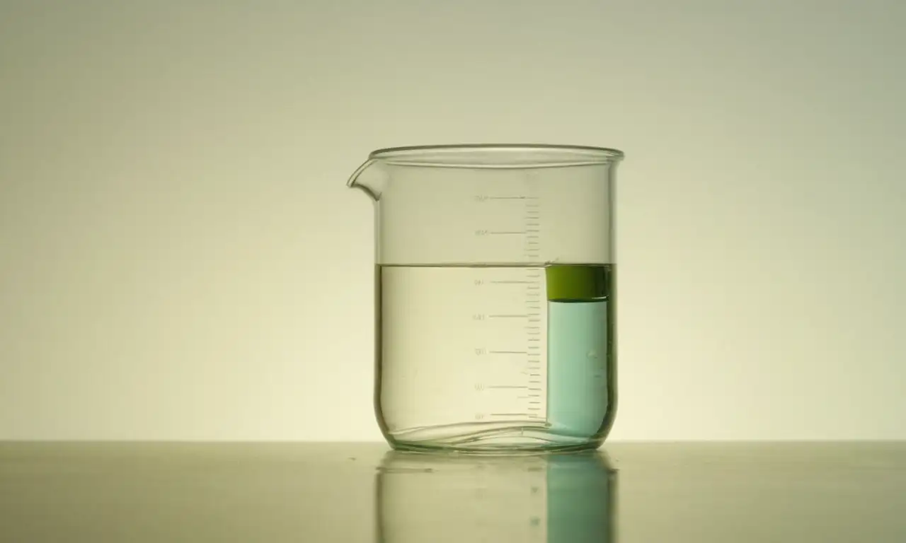 Vaso con agua y tira reactiva mostrando la dureza del agua