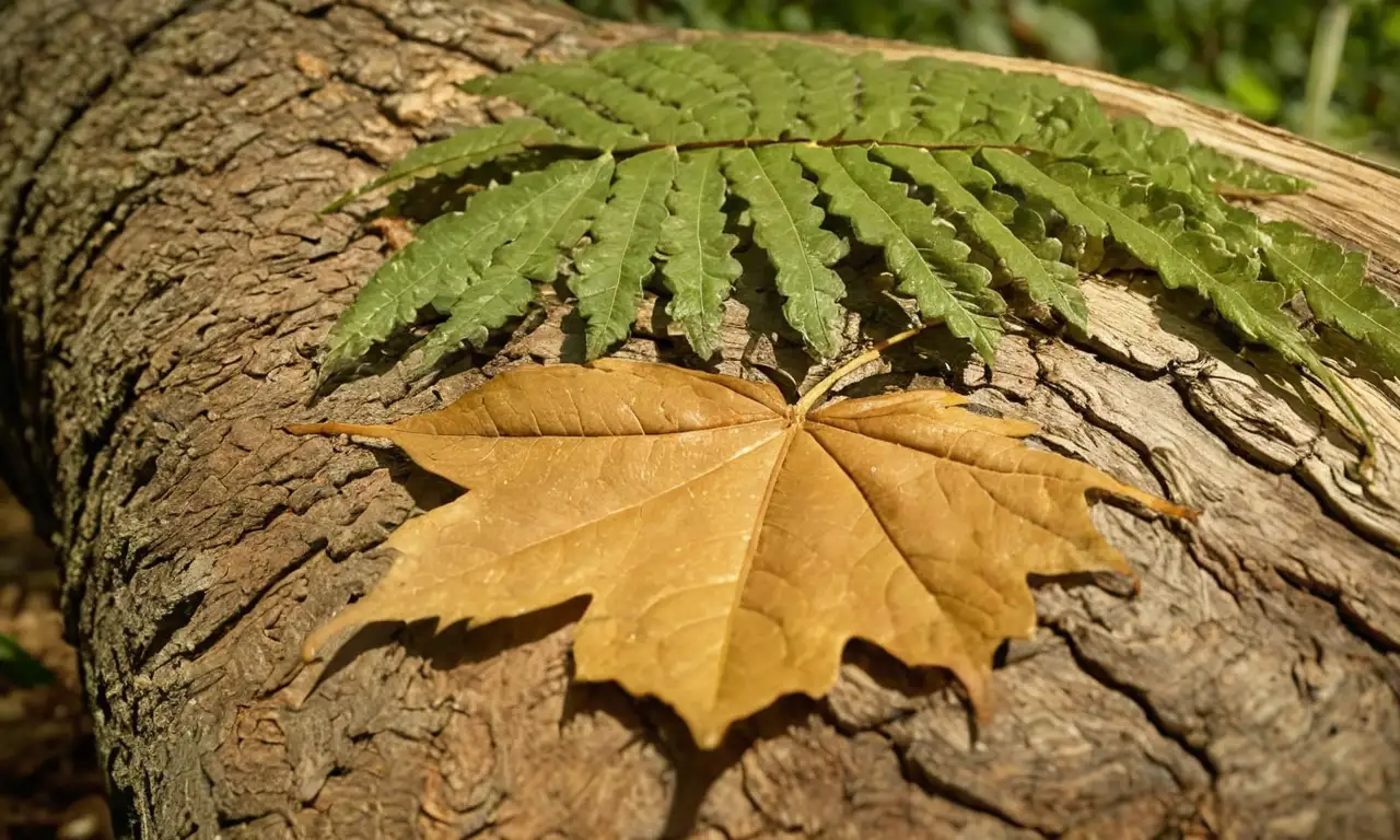 Hojas de yerba mate realistas en un bosque sombreado