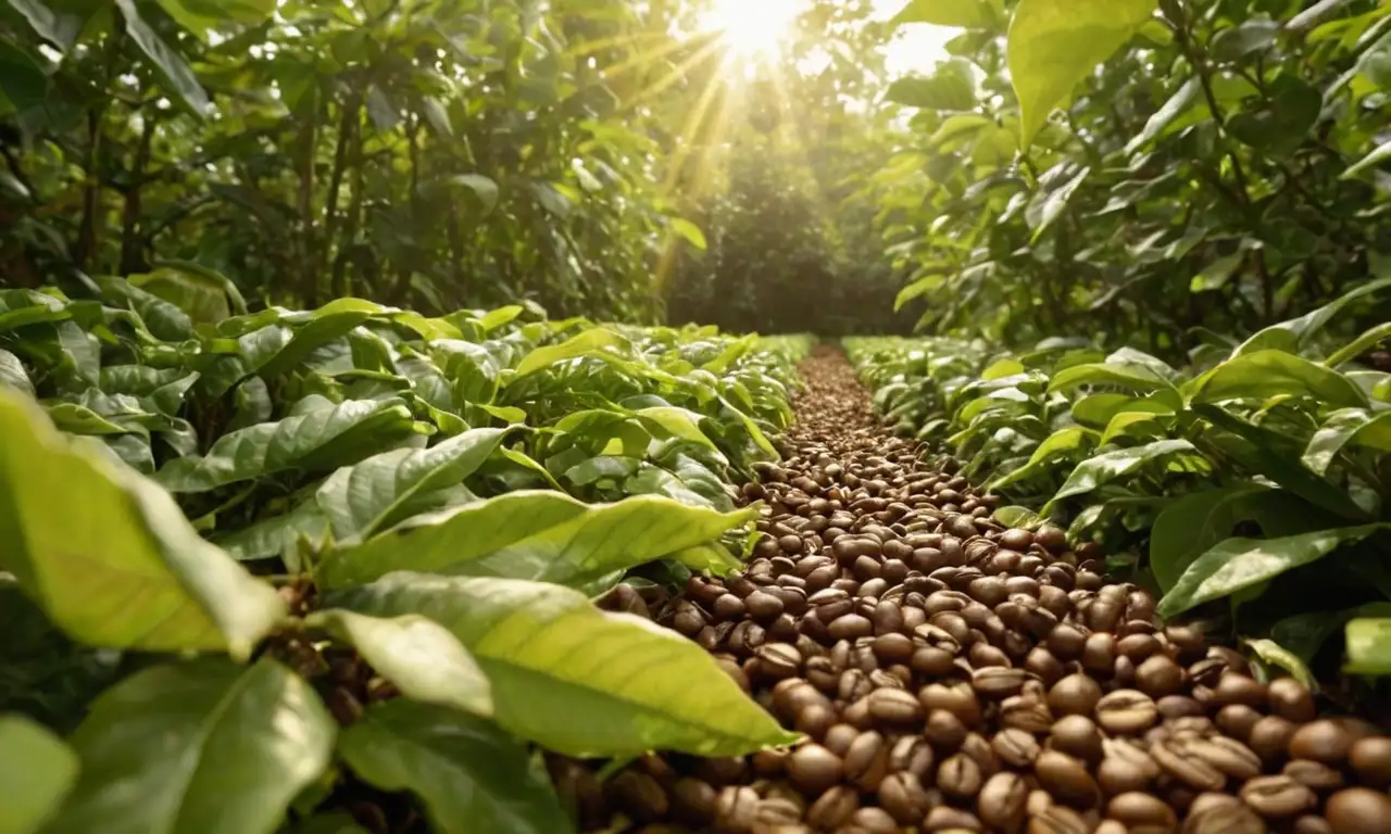 Un campo de café realista y natural