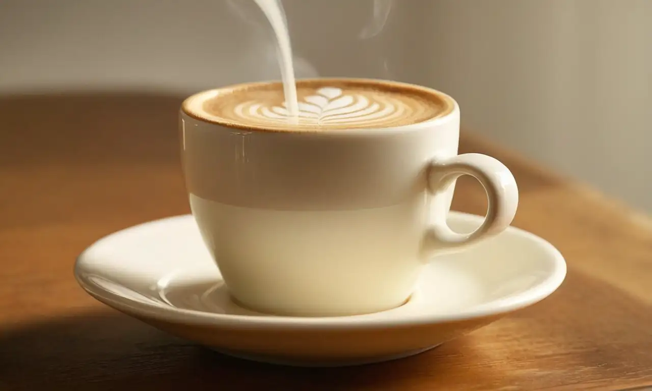 Espreso cremoso llenando una taza blanca